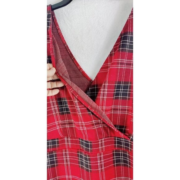 Plaid Jumper Dress by Airzona Jean Co Red Black White High Waist Scottish Knit - Picture 5 of 11
